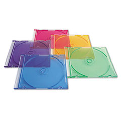 CD/DVD Slim Case, Assorted Colors, 50/Pack - CASE,CD/DVD