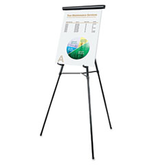 3-Leg Telescoping Easel with
Pad Retainer, Adjusts 34&quot; to
64&quot;, Aluminum, Black -
EASEL,DISPLAY,LGHTWGHT,BK