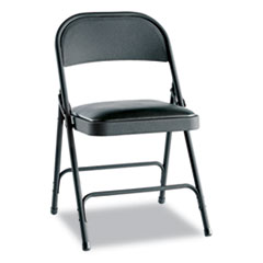 Steel Folding Chair w/Padded Seat, Graphite, 4/Carton -