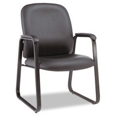 Genaro Guest Chair, Black Leather, Sled Base -