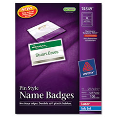 Badge Holders w/Laser/Inkjet
Inserts, Top Loading, 2 1/4 x
3 1/2, White - HOLDER,BADGE
PIN,2.25X3.5