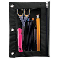 Binder Pencil Pouch, 10 x 7 3/8, Black/Clear -