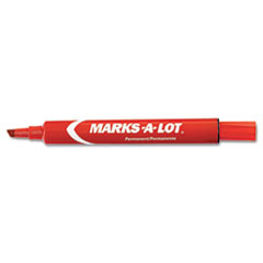 Permanent Marker, Large Chisel Tip, Red, Dozen -