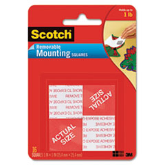 Precut Foam Mounting 1&quot;
Squares, Double-Sided,
Removable, 16 Squares/Pack -
ADHESIVE,SQRE MNTNG,16/PK