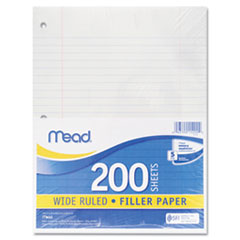 Filler Paper, 15-lbs., Wide
Ruled, 3-hole punched, 10-1/2
x 8, 200 Sheets/Pack -
PAPER,FILR WIDE RULED,WE