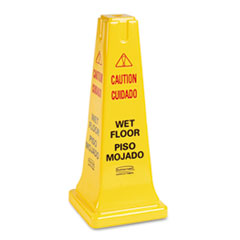 Four-Sided Wet Floor Safety Cone, 10-1/2w x 10-1/2d x