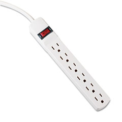 Six-Outlet Power Strip, 6-Foot Cord, 1-15/16 x