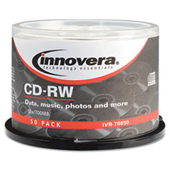 CD-RW Discs, Rewritable, 700MB/80min, 12x, Spindle,
