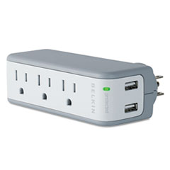 Wall Mount Surge Protector
with USB Charger, 3 Outlets,
918 Joules, Gray/White -
SURGE,MINI,W/USB CHGR,WHT
