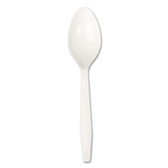 Full-Length Polystyrene Cutlery, Teaspoon, White -