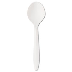 Mediumweight Polypropylene Cutlery, Soup Spoon, White -