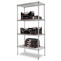Wire Shelving Starter Kit, 4
Shelves, 36w x 18d x 72h,
Silver -
SHELVING,WIRESTART36X18SR