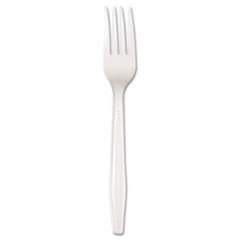 Plastic Tableware, Mediumweight, Fork, White,