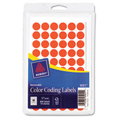 Removable Self-Adhesive
Color-Coding Labels, 1/2in
dia, Neon Red, 840/Pack -
LABEL,.5RND,840/PK,NERD