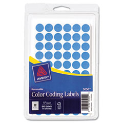 Removable Self-Adhesive
Color-Coding Labels, 1/2in
dia, Light Blue, 840/Pack -
LABEL,.5RND,840/PK,LBE