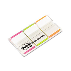 Durable File Tabs, 1 x 1 1/2, Striped, Assorted Fluorescent