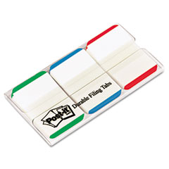 Durable File Tabs, 1 x 1 1/2, Striped, Blue/Green/Red,