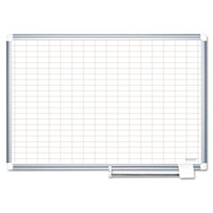 Grid Planning Board, 1x2&quot; Grid, 48x36, White/Silver -