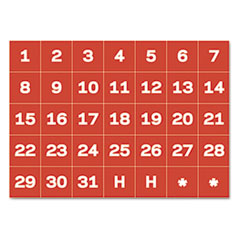 Calendar Magnetic Tape, Calendar Dates, Red/White, 1&quot;