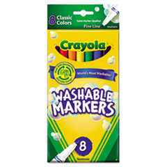 Washable Markers, Fine Point, Classic Colors, 8/Pack -