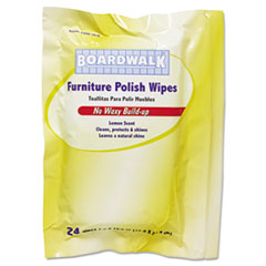 Furniture Polish Wipes, 10 x 7, Lemon Scent, 24 Wipes/Pack