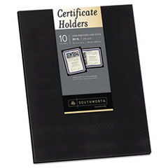 Certificate Holder, Black, Linen, 105 lbs., 12 x 9-1/2,