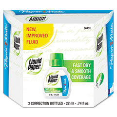 Fast Dry Correction Fluid, 22 ml Bottle, White, 3/Pack -