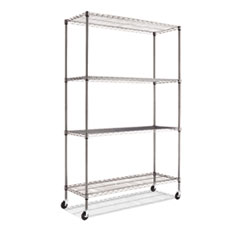 Complete Wire Shelving Unit
w/Caster, 4-Shelf, 48w x 18d
x 72h, Black Anthracite -
SHELVING,WIRE,48X18,BA