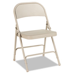 Steel Folding Chair, Tan, 4/Carton -