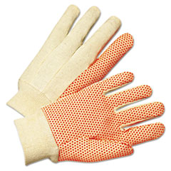 1000 Series PVC Dotted Canvas Gloves, Orange/Black, Large -