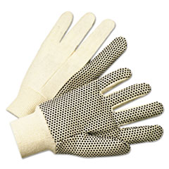 PVC-Dotted Canvas Gloves, White, One Size Fits All -