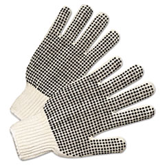 PVC-Dotted String Knit Gloves, Natural White/Black -