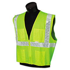 ANSI Class 2 Deluxe Style Vests, Mesh, Lime/Silver,