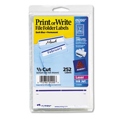 Print or Write File Folder
Labels, 11/16 x 3-7/16,
White/Dark Blue Bar, 252/Pack
- LABEL,FILE,FLDR,252PK,DBE