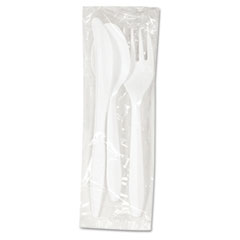 Three-Piece Wrapped Cutlery Kit: Fork, Knife,