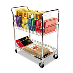 Wire Mail Cart, 2-Shelf, 34-1/4w x 21-1/2d x 39-1/2h,