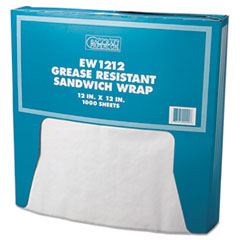 Grease-Resistant Paper
Wrap/Liner, 12 x 12, White,
1000/Pack - C-GRS RESIST PPR
SANDWICH WRAP 12X12 WHI 5/1M