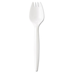 Wrapped Cutlery, 6 1/4&quot;, Spork, White - C-PP MED WT