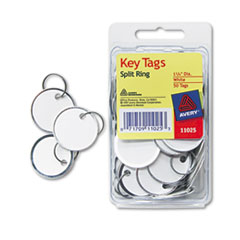 Metal Rim Key Tags, Card
Stock/Metal, 1 1/4&quot; Diameter,
White, 50/Pack - TAG,KEY,MTL
RIM,50/PK,WHT