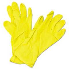 Flock Lined Latex Gloves, Yellow, 12 in Length, Medium