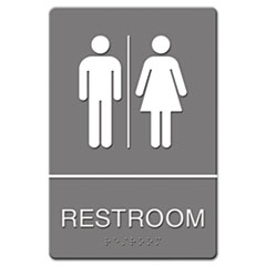 ADA Sign Restroom Symbol Tactile Graphic, Plastic, 6 x