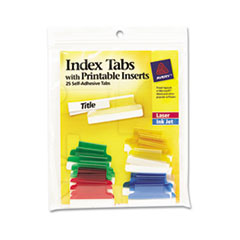 Self-Adhesive Tabs with White Printable Inserts, 1 Inch,