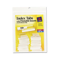 Self-Adhesive Tabs with White
Printable Inserts, One Inch,
Clear Tab, 25/Pack -
TAB,INDX,1X1/3,25/PK,CLR