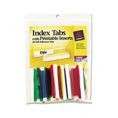 Self-Adhesive Tabs with White
Printable Inserts, Two Inch,
Assorted Tab, 25/Pack -
TAB,INDX,2&quot;,PRE-CUT,25/PK