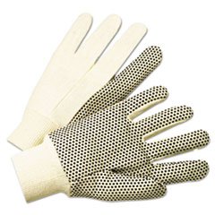 1000 Series PVC Dotted Canvas Gloves, White/Black, Large -