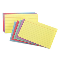 Ruled Index Cards, 3 x 5, Blue/Violet/Canary/Green/Cherr