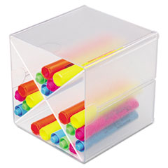 Desk Cube with X Dividers, Clear Plastic, 6 x 6 x 6 -