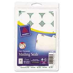 Print or Write Mailing Seals, 1in dia., Clear, 480/Pack -