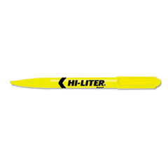 Pen Style Highlighter, Chisel Tip, Fluorescent Yellow Ink,