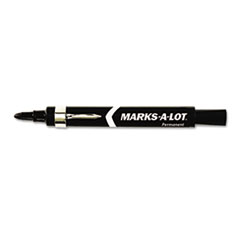 Permanent Marker, Large Bullet Tip, Black, Dozen -
